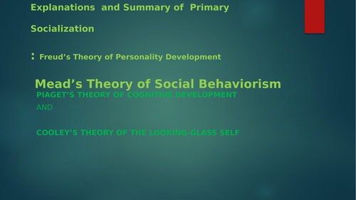 Sigmund Freud's Theory of  Dev.: Sociologists Explanation on Socialization