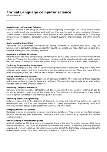 Formal Language computer science | Teaching Resources