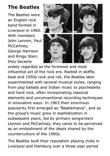 The Beatles Overview Handout