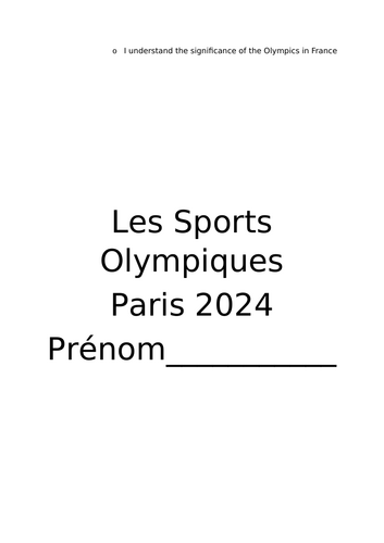 Olympics 2024 Lesson