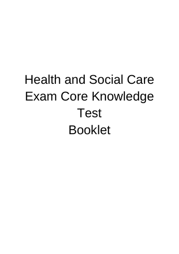 RO32 core knowledge test booklet: OCR B Cambridge nationals Health and Social Care