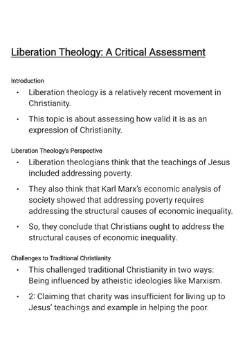 A* notes on Liberation Theology