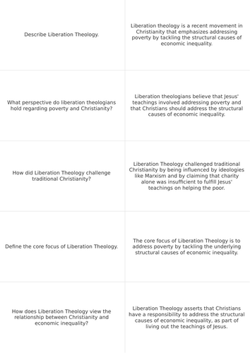 A* LIBERATION THEOLOGY FLASHCARDS