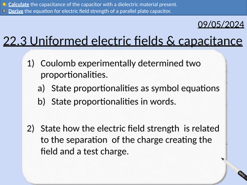 OCR A level Physics: Uniformed electric fields & capacitance