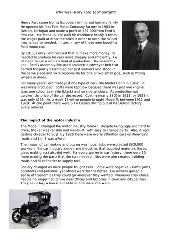 AQA 8145 - America 1920-73 - how important was Henry Ford?