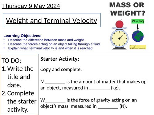 Weight and Terminal Velocity