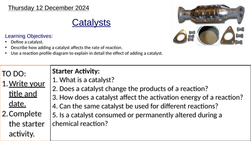 GCSE Chemistry Effect of Catalysts on Rate of Reaction: Complete Lesson