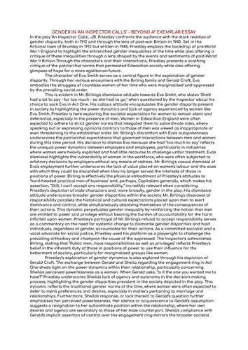 GENDER in AN INSPECTOR CALLS - BEYOND A* STRETCH EXEMPLAR ESSAY