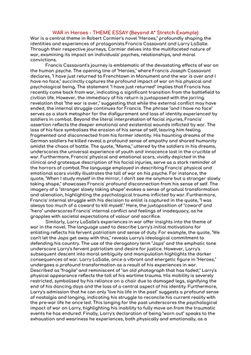 WAR in Robert Cormier’s HEROES - BEYOND A* STRETCH EXEMPLAR ESSAY