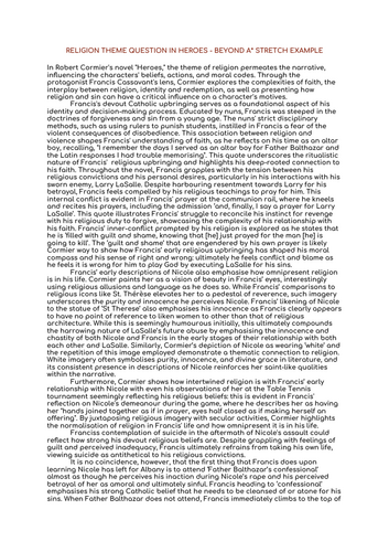 RELIGION in Robert Cormier’s HEROES - BEYOND A* STRETCH EXEMPLAR ESSAY