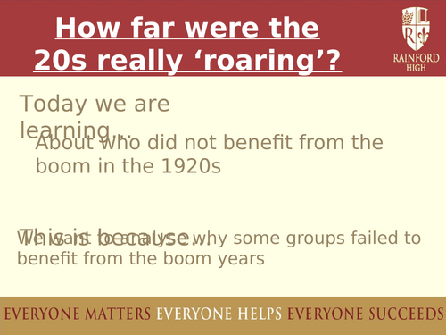AQA 8145 - America 1920-73 - who didn't benefit from the boom in the 1920s?