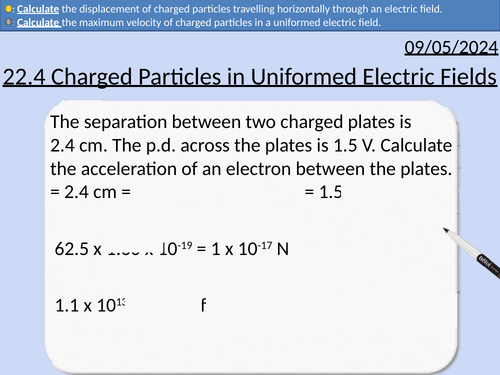 OCR A level Physics: Charged particles in uniformed electric fields