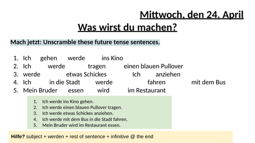 Future tense Was wirst du machen?