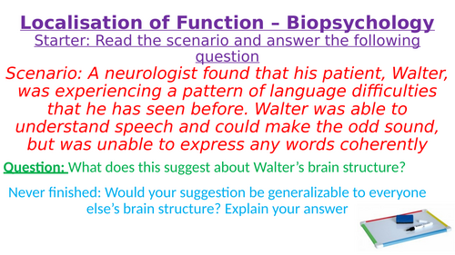 Localization of function - BioPsychology A-Level Psychology (Paper 2) complete lesson