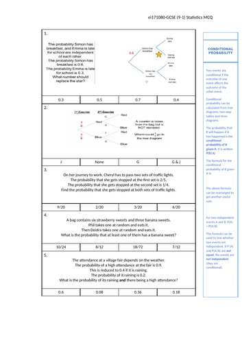 GCSE Statistics- Conditional Probability