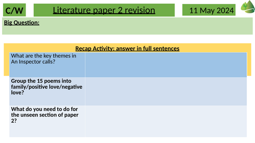 AQA Literature paper 2 revision