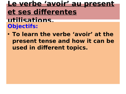Different use of verb avoir (present tense)