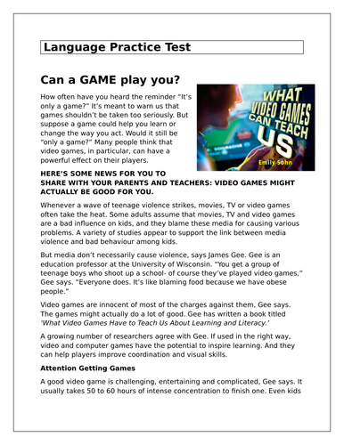 KS 3 Language Practice Test