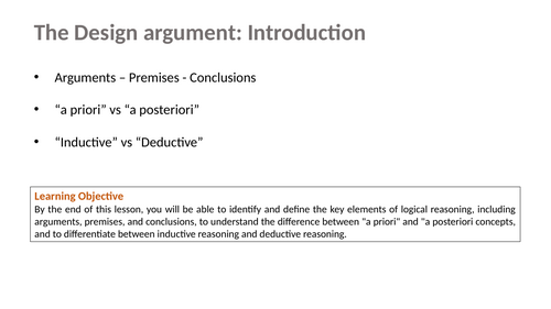 The Design Argument - Power point and worksheet