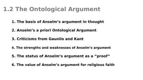 The Ontological Argument - Power point and a worksheet