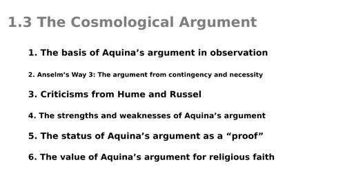 The Cosmological Argument - Power point and a worksheet