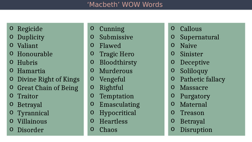 'Macbeth' WOW Words