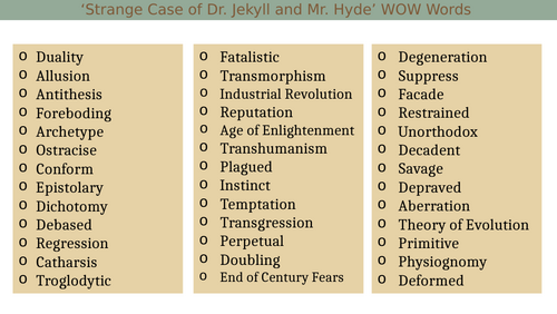 'Strange Case of Dr. Jekyll and Mr. Hyde' WOW Words