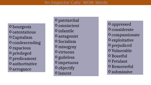 'An Inspector Calls' WOW Words