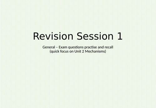 Design & Technology Revision Lesson (with additional worksheet?