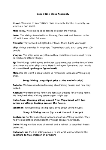 Year 3 Viking Assembly
