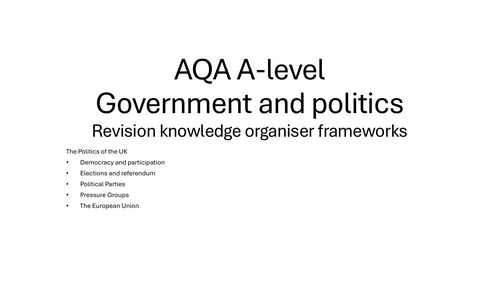 AQA a-level politics knowledge organiser revision frameworks