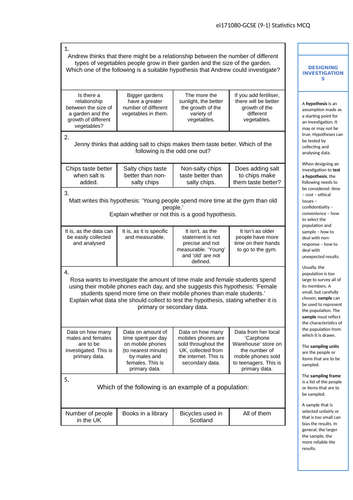 Designing investigations
