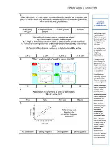 Scatter graphs & Correlation