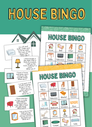 House Bingo Game | Home Vocabulary Activity | ESL Vocabulary Game for Kids