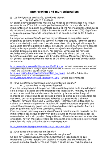 Immigration and multiculturalism A* speaking notes