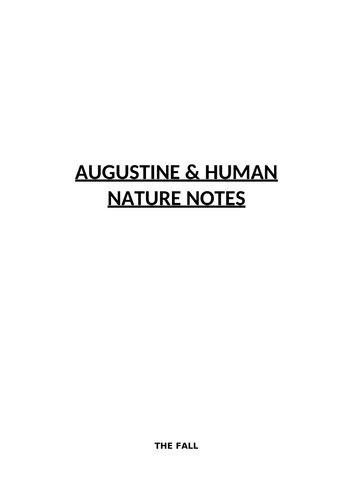 Augustine and Human Nature - A* revision notes