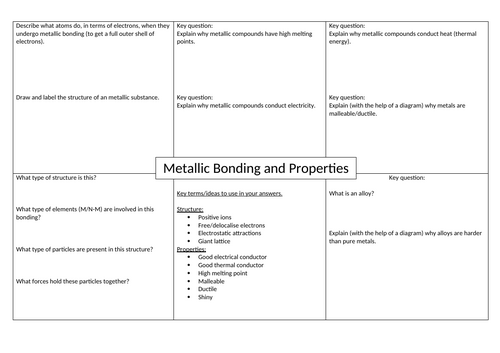 Metallic structures and properties