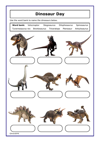 Dinosaur Day Worksheet + Answers Included