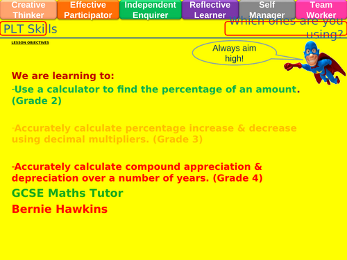 Numeracy Skills Involving Percentages