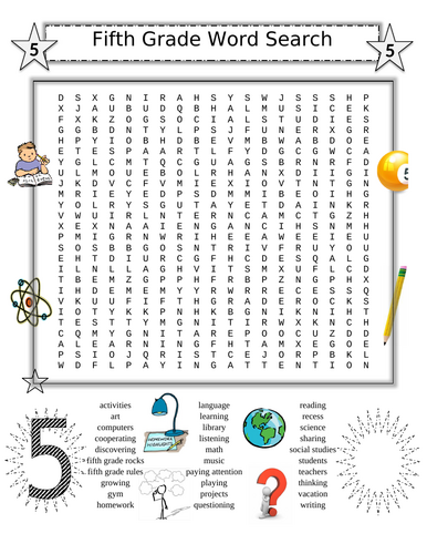 Fifth Grade Word Search PLUS Bodies of Water Search (2 Puzzles)