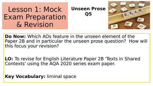 A Level Literature 1945 to Present Day AQA Spec A Unseen Prose Mock Exam Prep