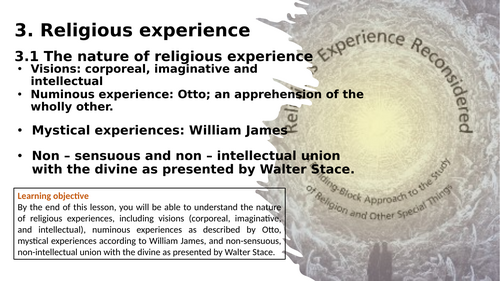 Religious Experience - power points plus worksheets