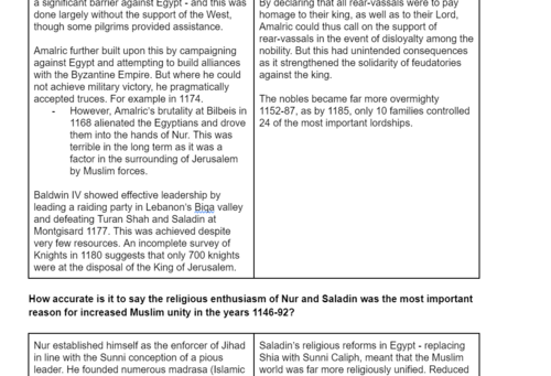 Muslim Response to Crusades A-Level Early History Crusades - Revision Notes