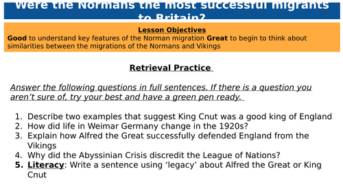 AQA GCSE History lesson on Norman Conquest