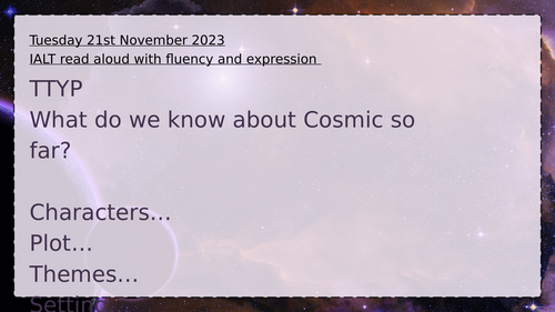 Guided Reading Cosmic Week 2 Chapter 2