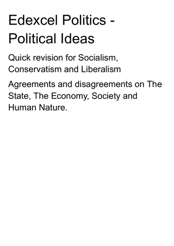 Quick Revision, Political Ideas