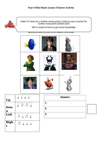 Film Music PowerPoint and Worksheets Year 8 (KS3)