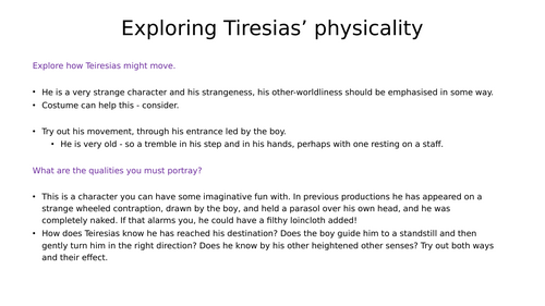 Antigone lesson - Tiresias essay focus
