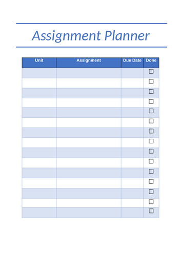 Assignment Planner and Study Planner