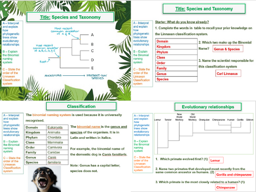 Species and taxonomy- AQA A Level Biology (AS Level)- 10. Biodiversity